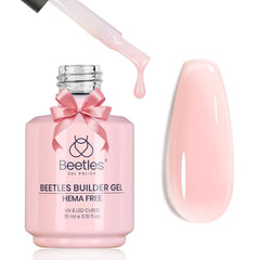 Beetles Builder Gel Pristine Grace bottle close-up showing pink tint for nails
