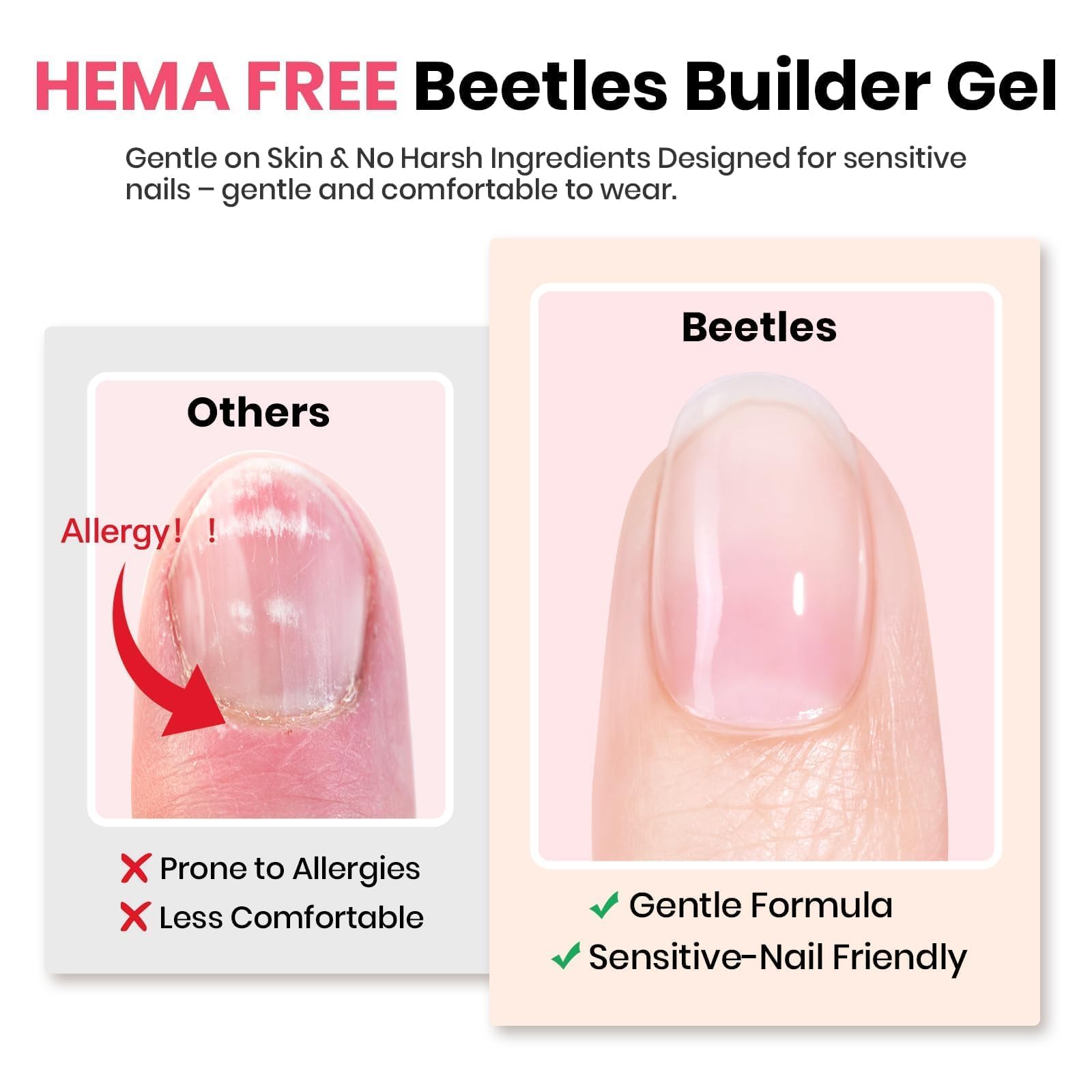 Beetles Builder Gel jelly pink shade swatch for DIY nails