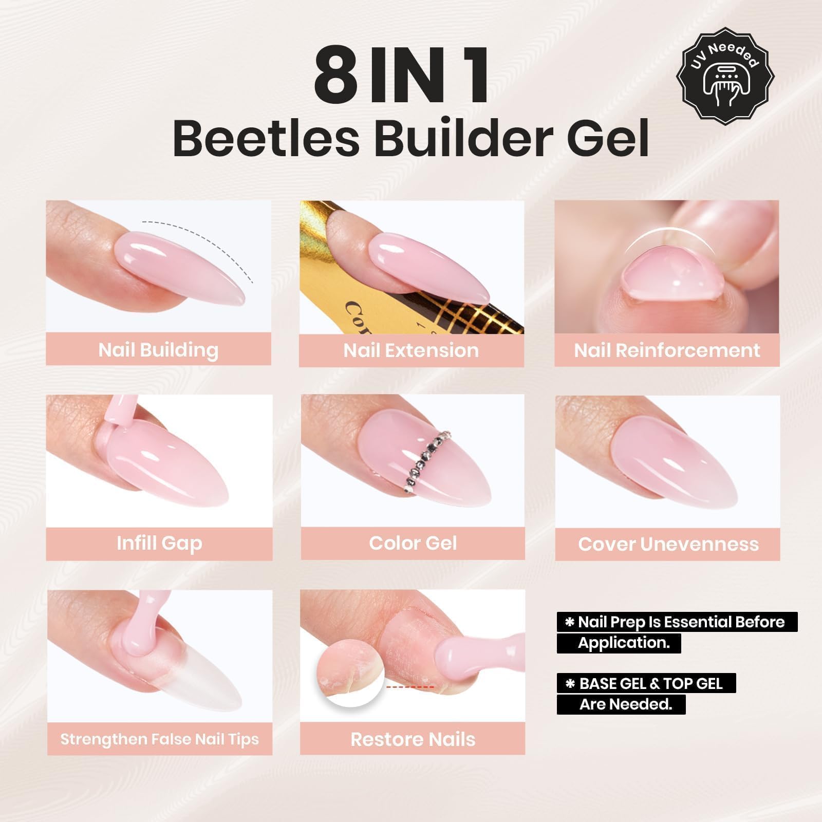 Beetles Builder Gel Set apex-building support for a natural look