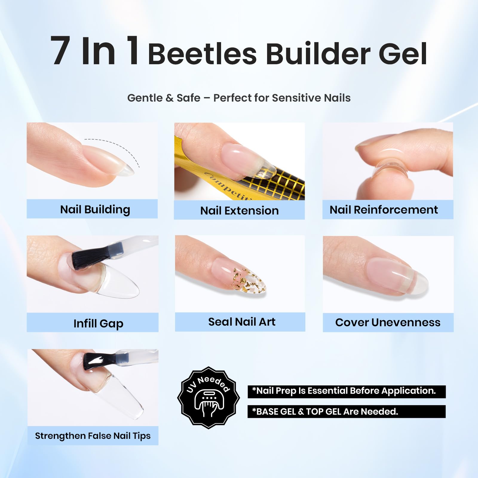 Beetles Builder Gel Set application shot showing smooth self-leveling flow.