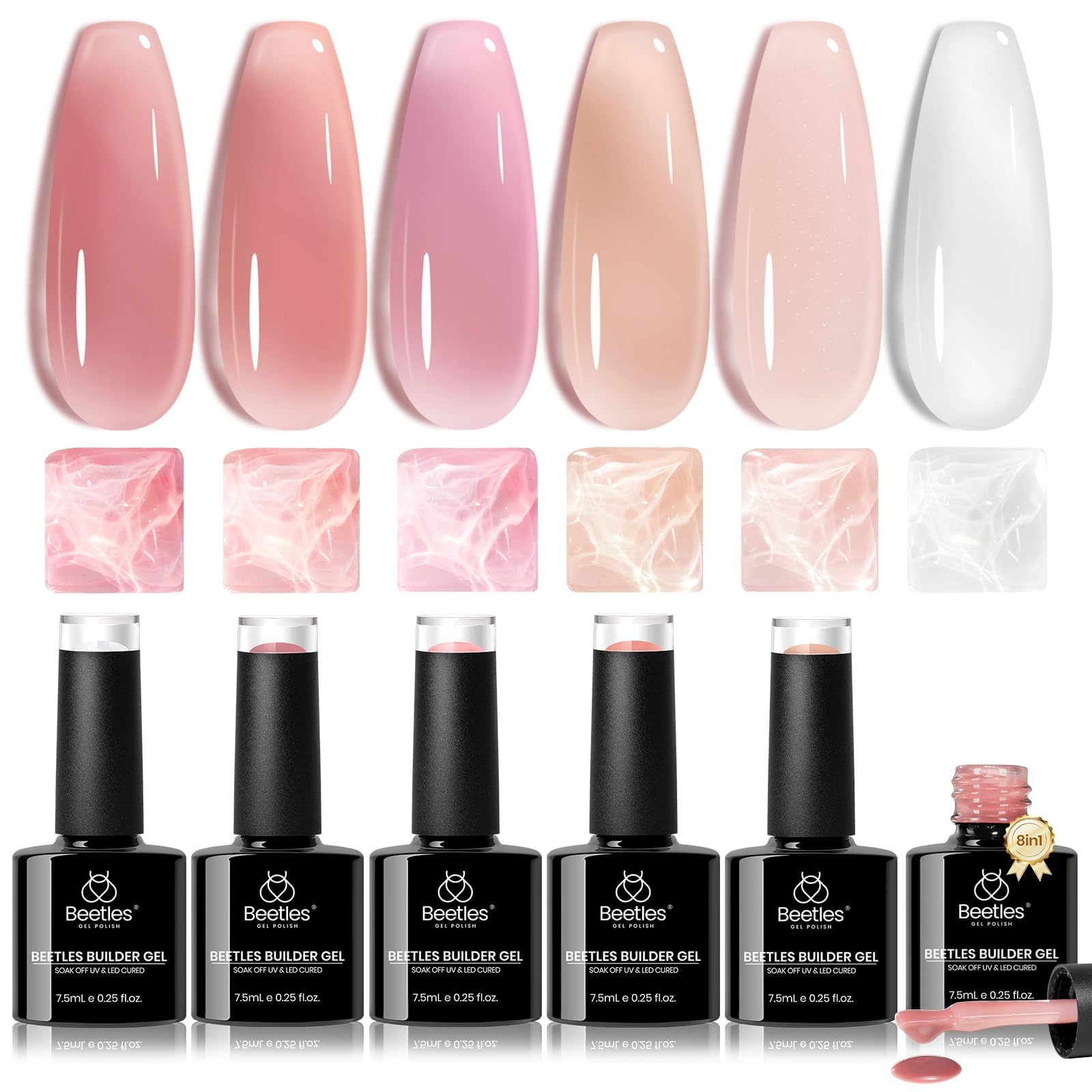 Beetles Builder Gel Set color swatches for versatile finishes