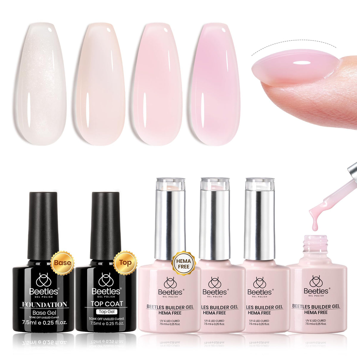 Beetles Builder Gel Set nude shades for durable at-home nail design
