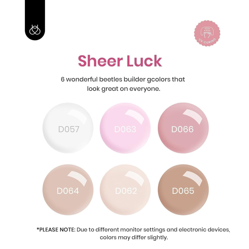 Beetles Builder Gel Sheer Luck milky white shade for smooth extensions