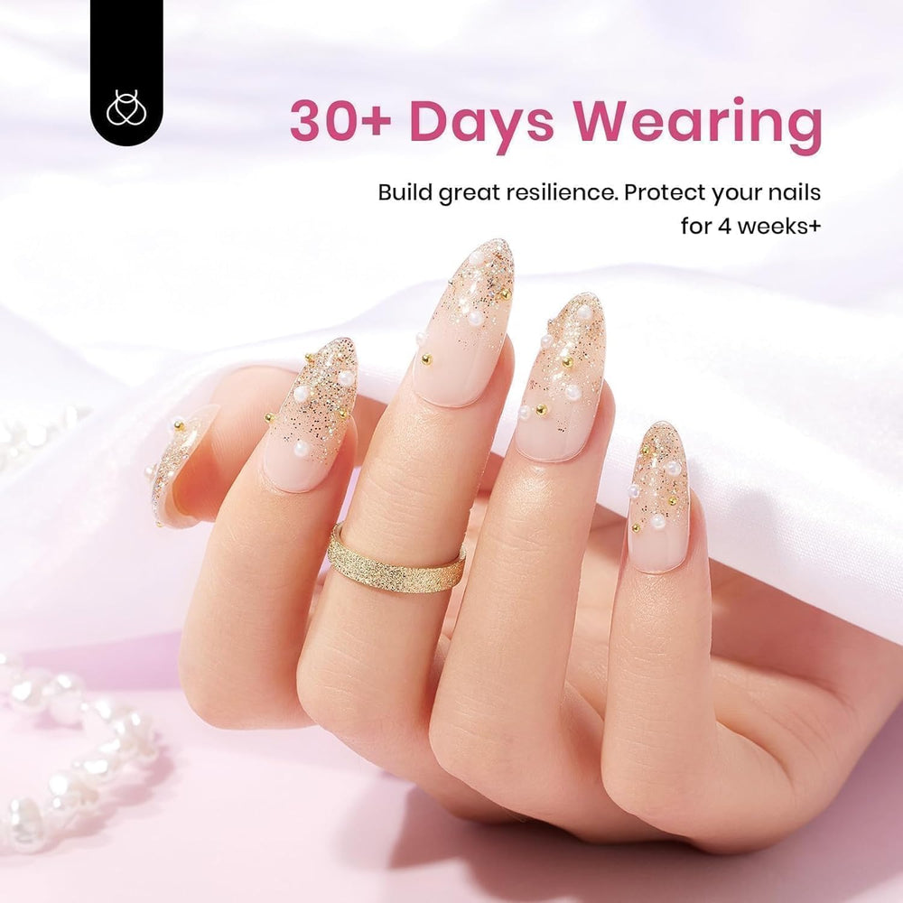 Beetles Builder Gel Sheer Luck nail extension demo with apex in progress