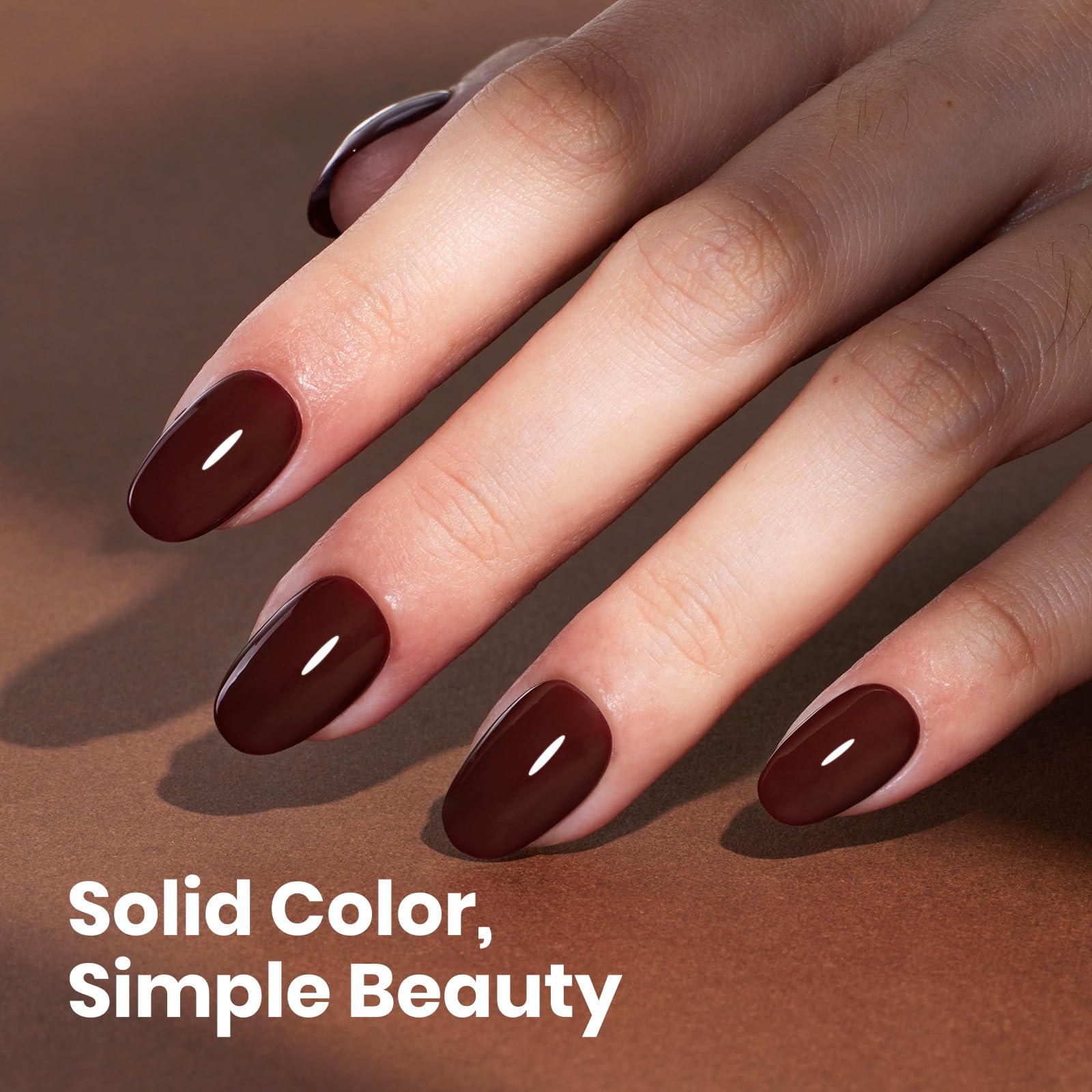 Beetles Burgundy Gel Polish on nails demonstrates luxurious color and chip resistance