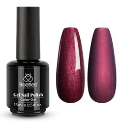 Beetles Burgundy Glitter Gel Polish bottle shows rich burgundy sparkle for a luxe manicure.
