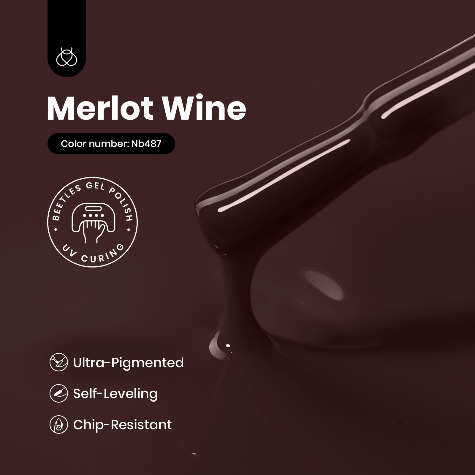 Beetles Burgundy Red bottle close-up highlights rich maroon hue and glossy finish