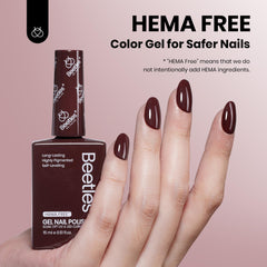 Beetles Burgundy Red gel polish color swatches reveal true bottle shade for color selection