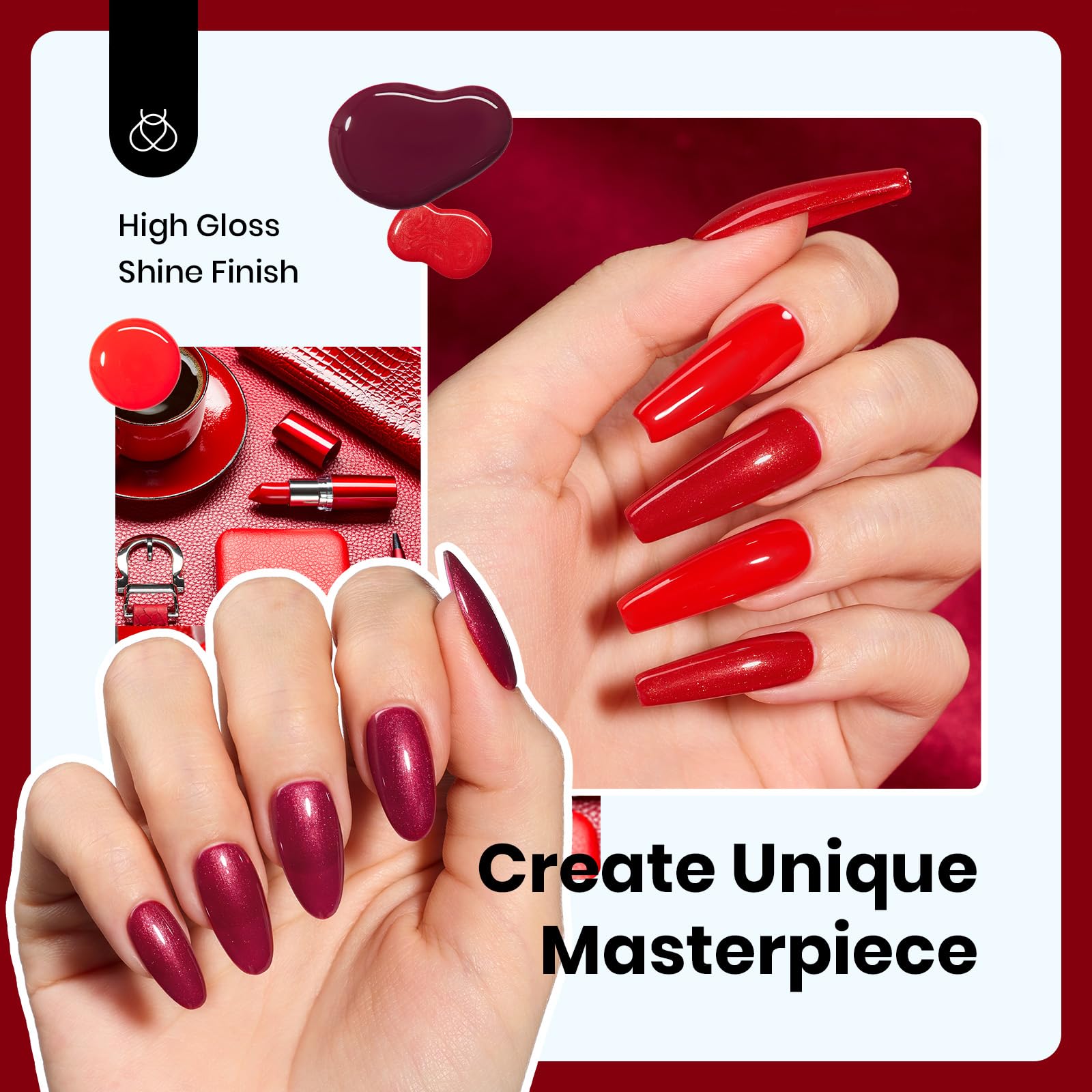 Beetles burgundy shimmer gel polish 15ml for festive nail art looks.