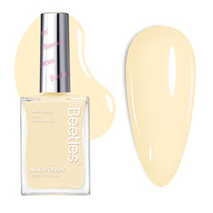 Beetles Butter Yellow bottle close-up, creamy soft shade for everyday nails.