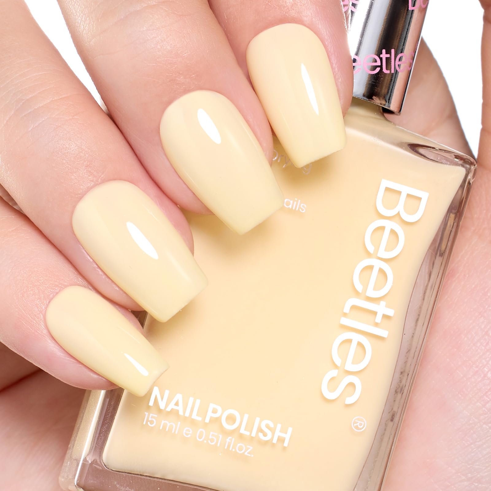Beetles Butter Yellow nail art swirls, fresh and easy to apply.