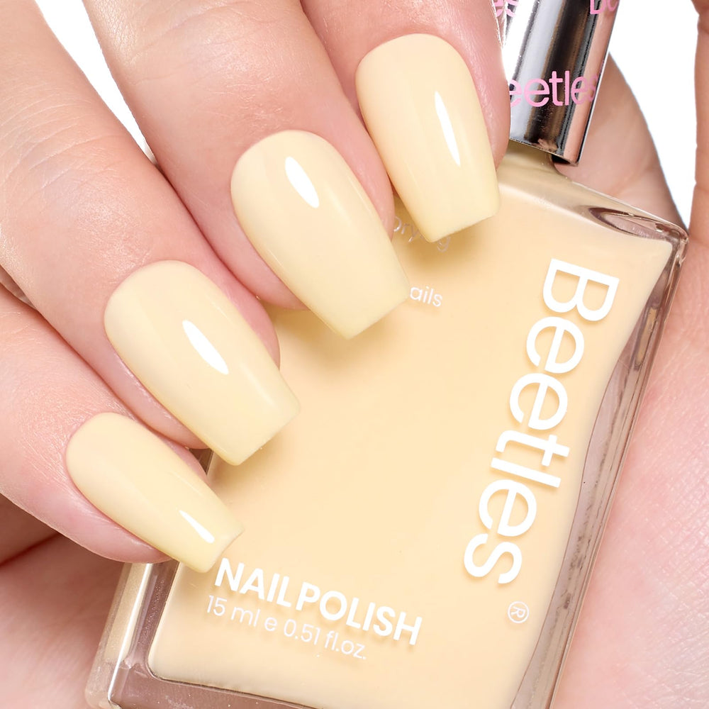 Beetles Butter Yellow nail art swirls, fresh and easy to apply.