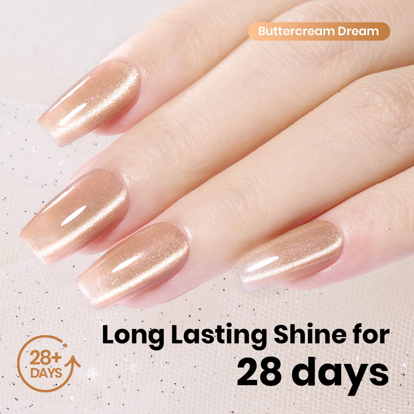Beetles Buttercream Dream Nude Cat Eye glossy finish for a glassy manicure