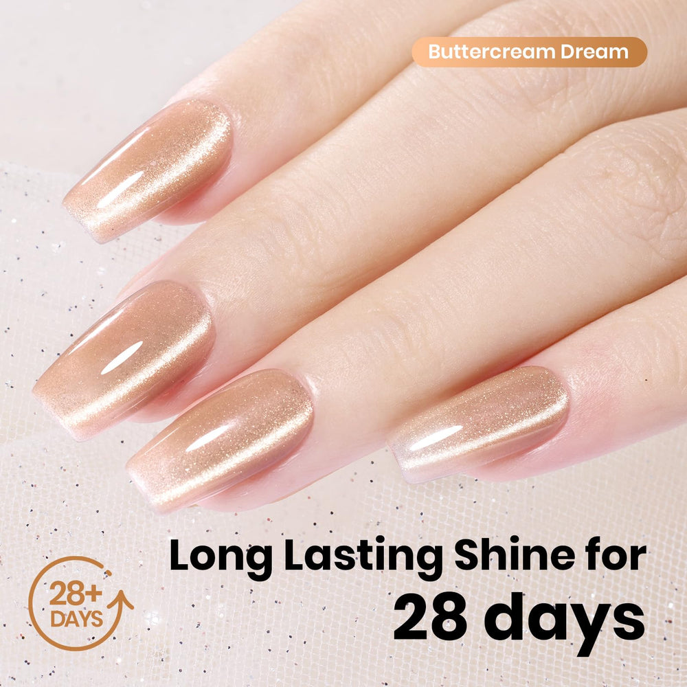 Beetles Buttercream Dream Nude Cat Eye glossy finish for a glassy manicure