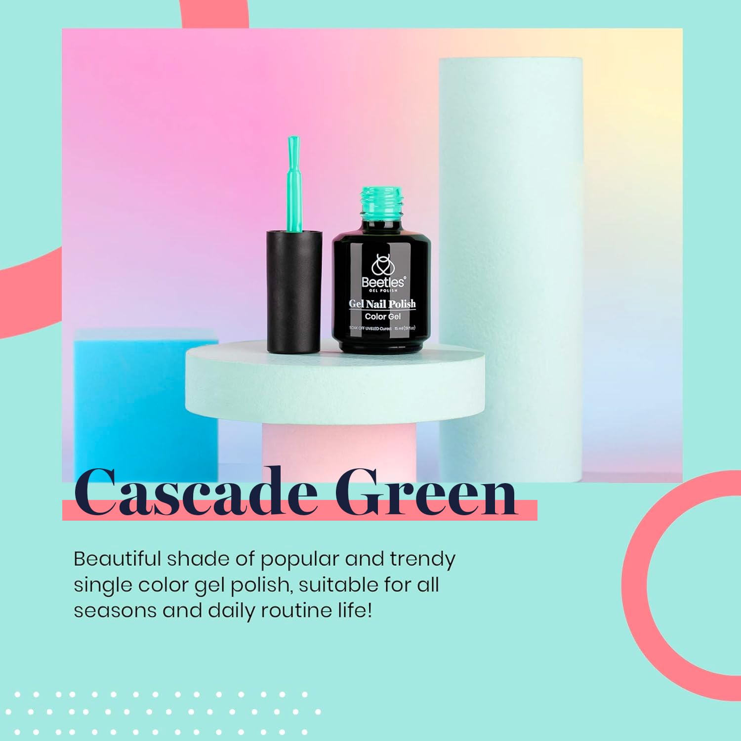 Beetles Cascade Green swatches display rich color and smooth finish.