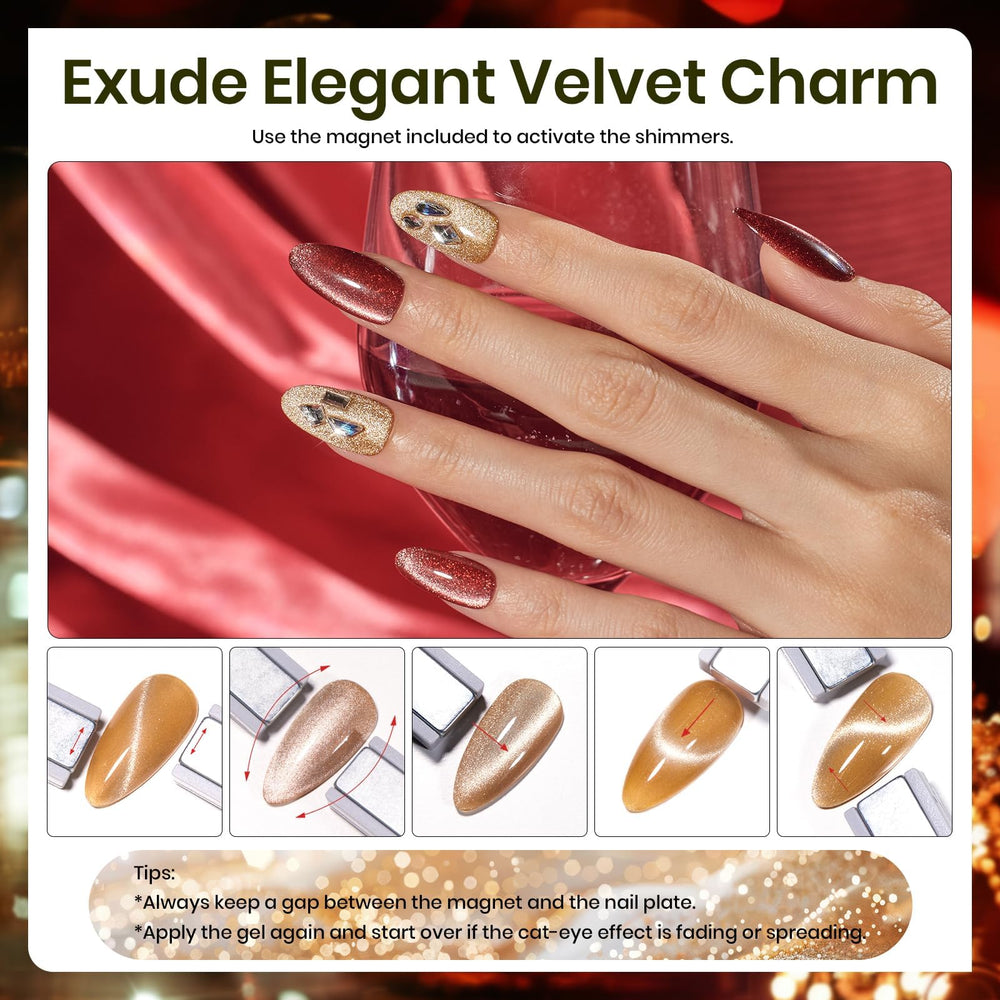 Beetles Cat Eye color swatches show lasting shine