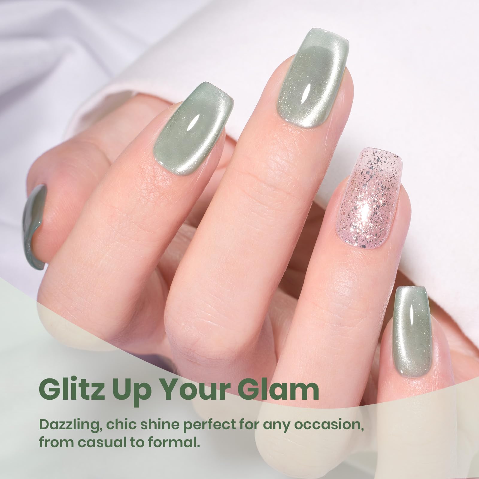 Beetles cat eye gel creates a luxurious, subtle color shift under light.