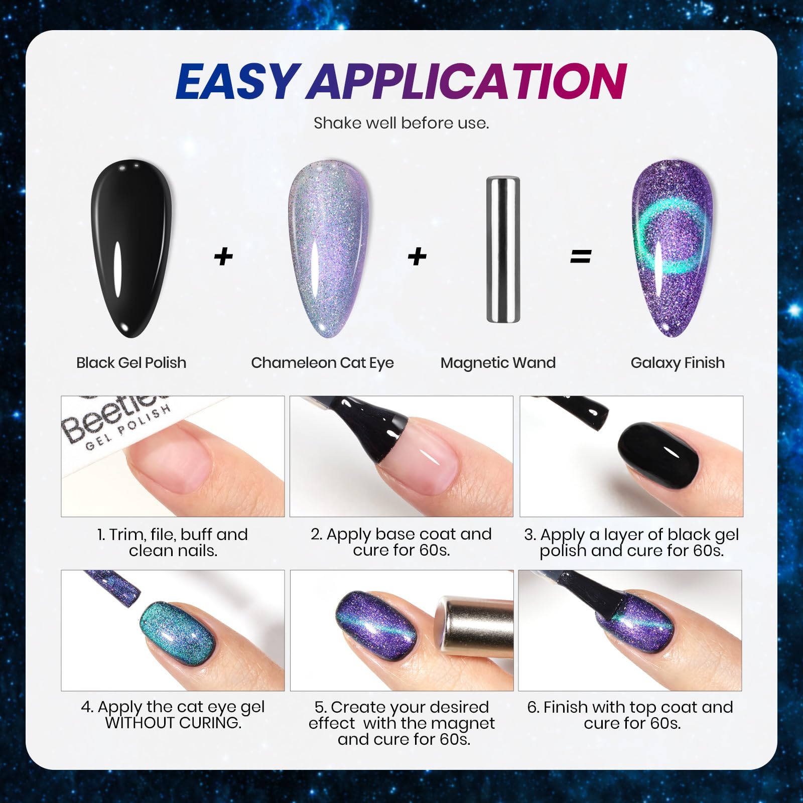 Beetles Cat Eye Gel Nail Polish Set ideal as a gift for beauty lovers