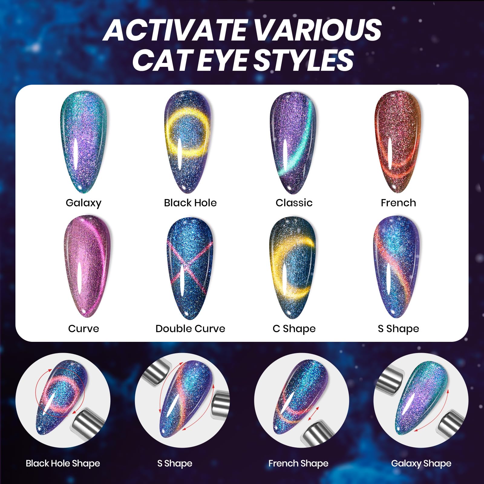 Beetles Cat Eye Gel Nail Polish Set delivers lasting high gloss wear
