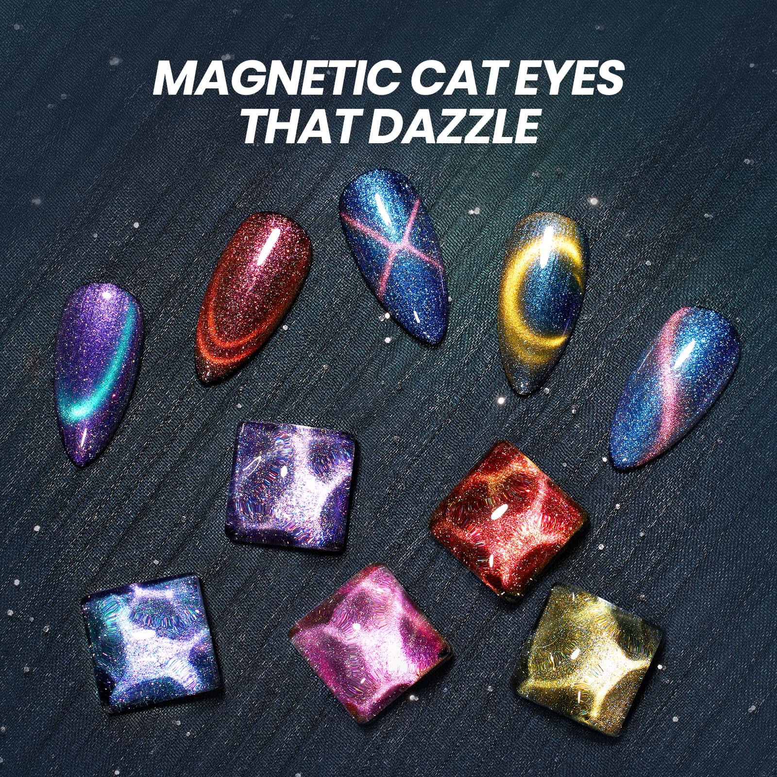 Beetles Cat Eye Gel Nail Polish Set with magnet for custom cat eye line effects