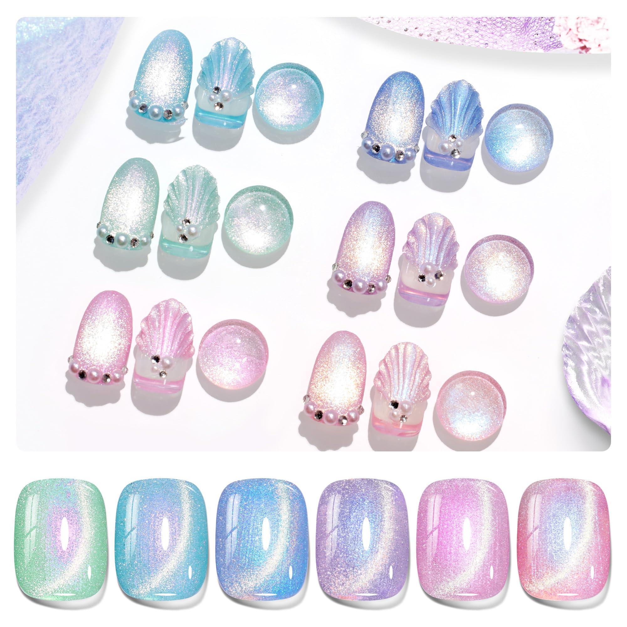 Beetles Cat Eye pink gel polish with magnetic shimmer for home salon-quality nails