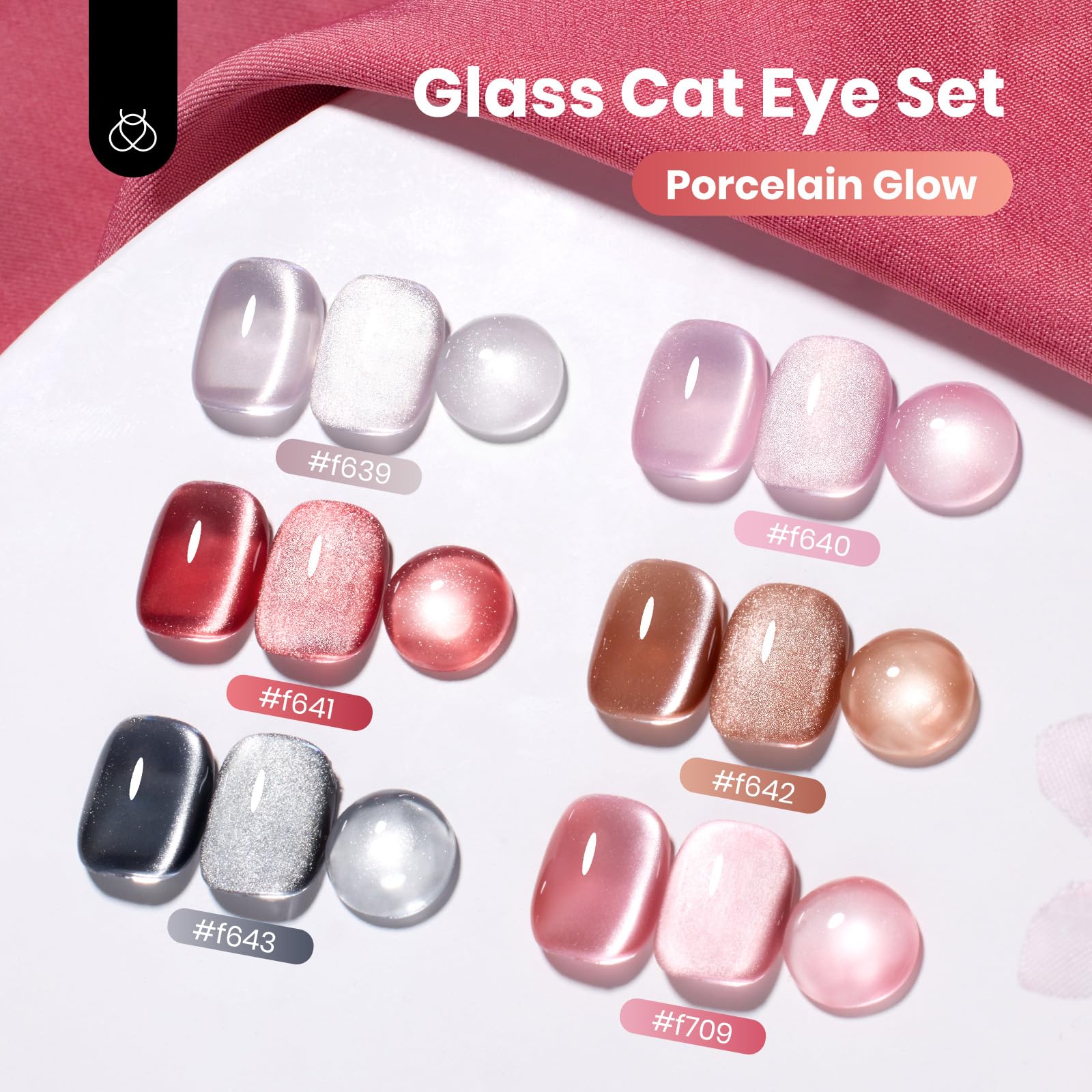 Beetles Cat Eye Gel Polish black shade creates striking contrast with a glossy cat-eye streak.
