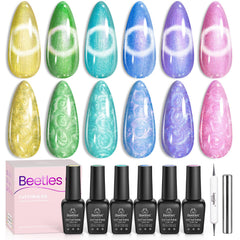 Beetles Cat Eye gel polish yellow swatch for a sunny manicure option.