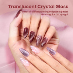 Beetles Cat Eye Gel Polish pink glitter bottle captures sunlit sparkle