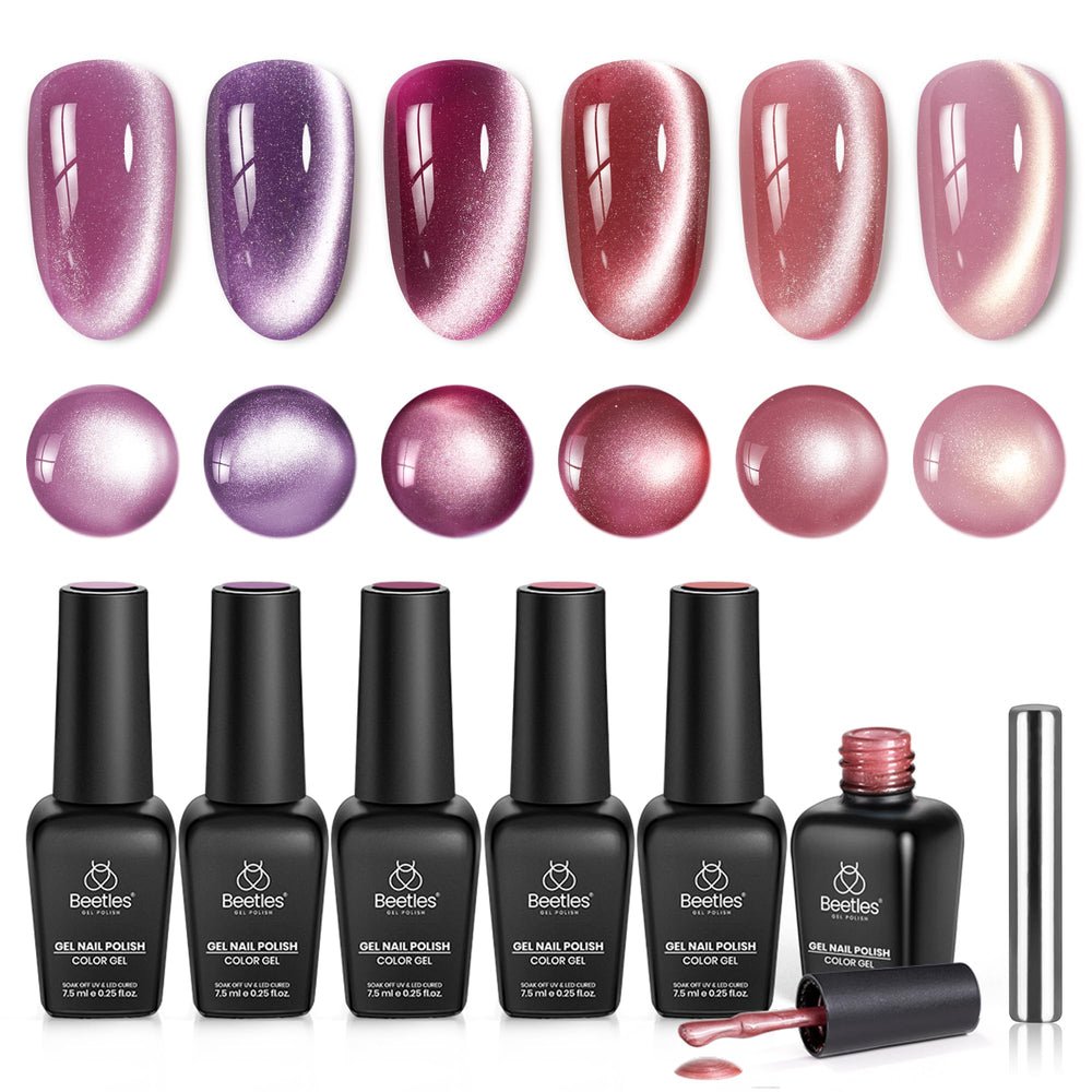 Beetles Cat Eye Gel Polish purple bottle shows magnetic cat eye finish ideal for chic nails