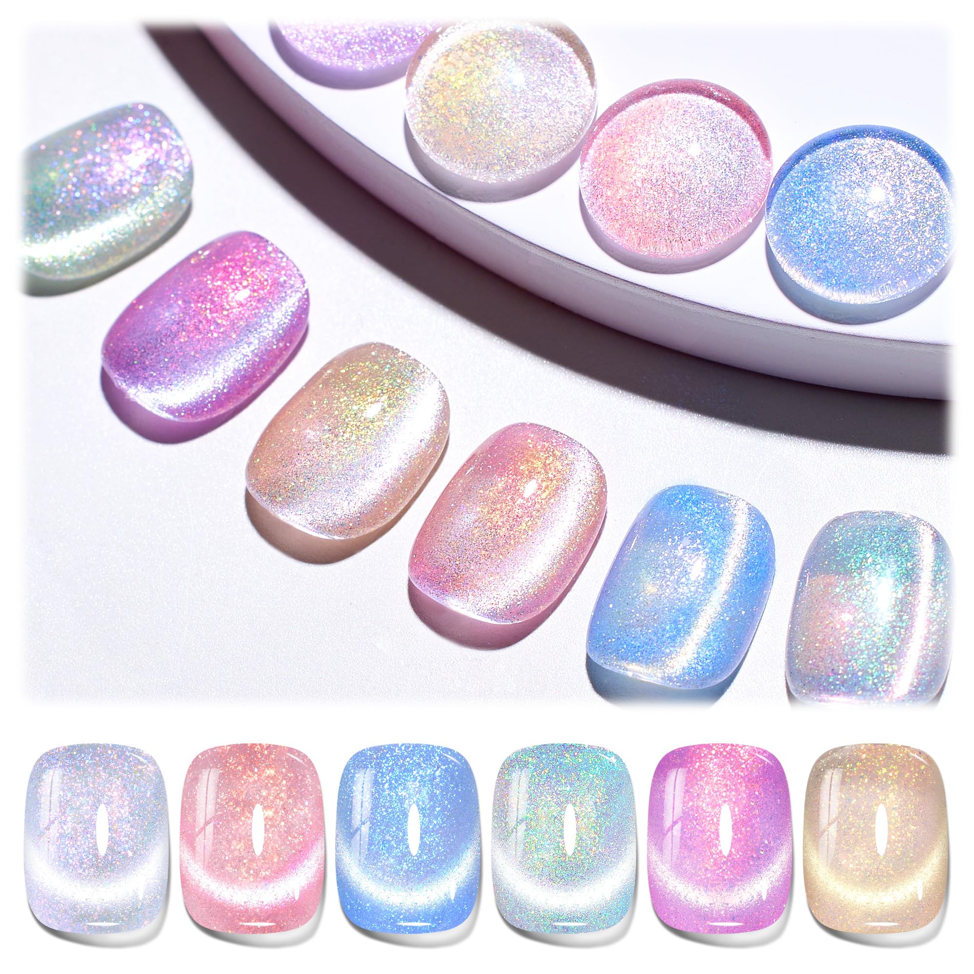 Beetles Cat Eye Gel Polish F725 displays magnetic color shift for a chameleon glow.
