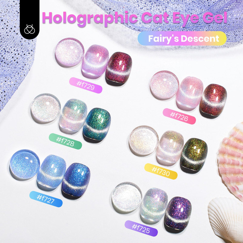 Beetles Cat Eye Gel Polish F726 shows a shimmering pink-to-blue gradient.