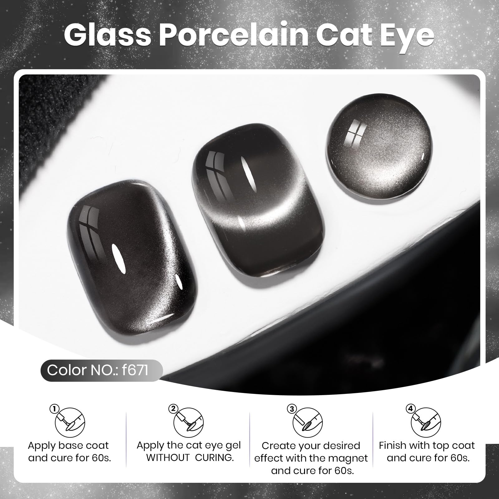 Beetles cat-eye gel close-up reveals magnetic shimmer effect