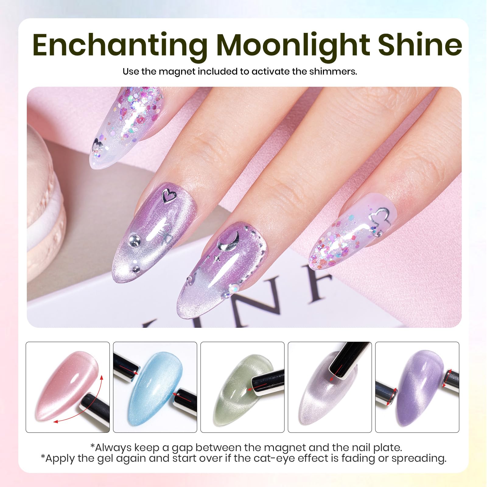 Beetles Cat Eye Green Gel Nail Set offers earthy glow and easy magnet control for DIY art.
