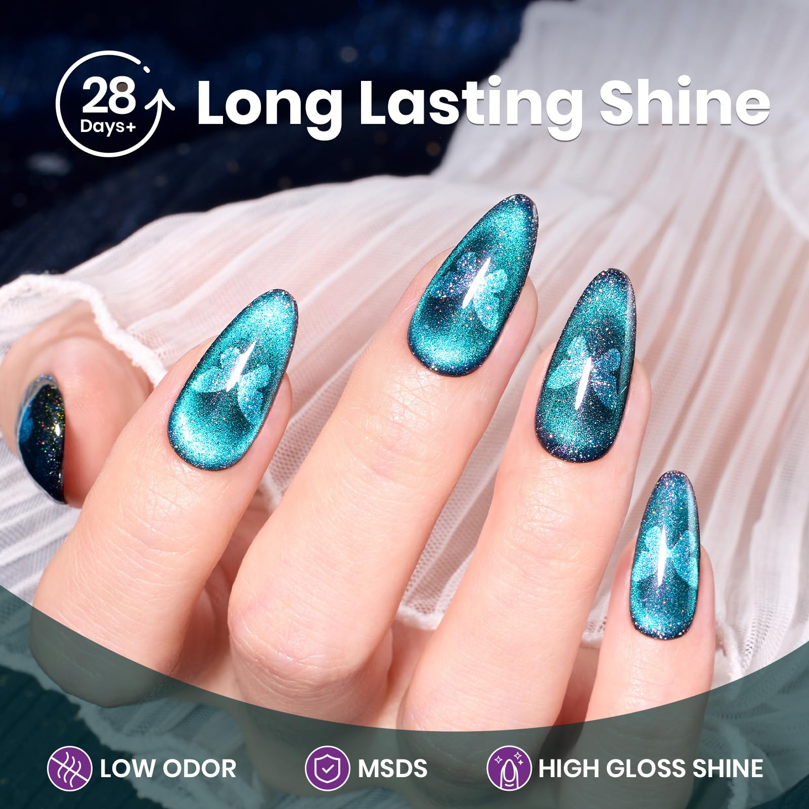 Beetles Cat Eye magnet effect demonstrated for DIY nail art.