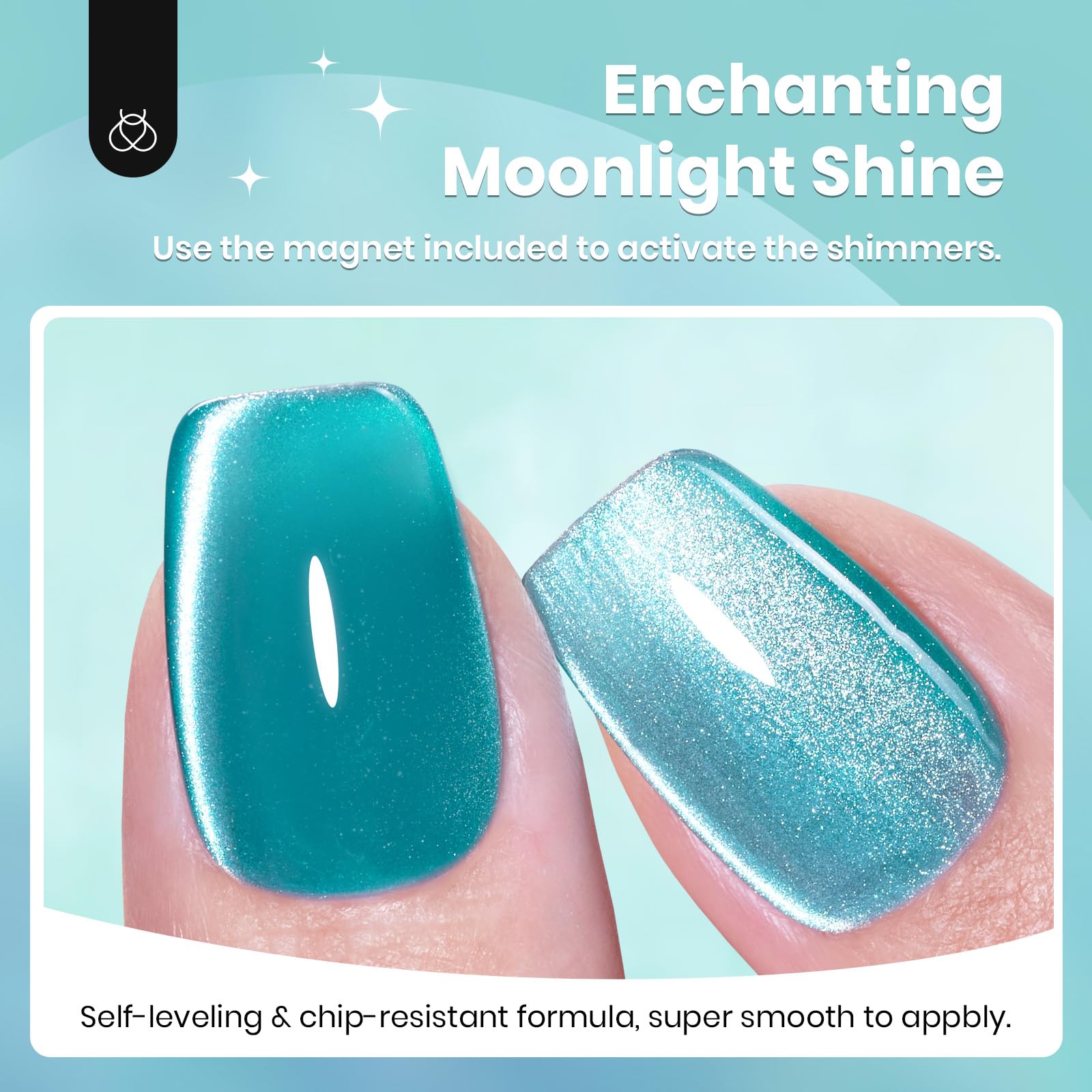 Beetles Cat Eye nail design closeup highlights subtle shifting shimmer