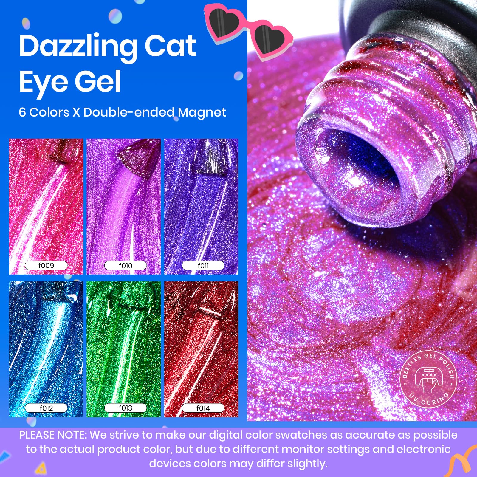 Beetles Cat Eye burgundy polish with magnet swirl for sophisticated nails
