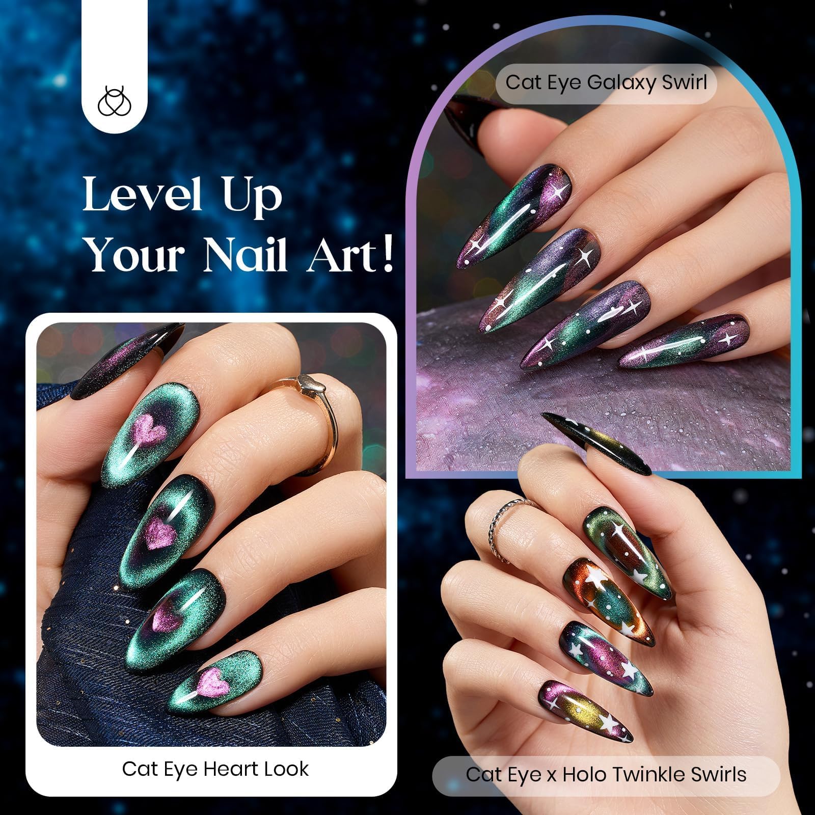 Beetles Cat Eye Nail Polish Gold Glitter for luxe high shine nails.