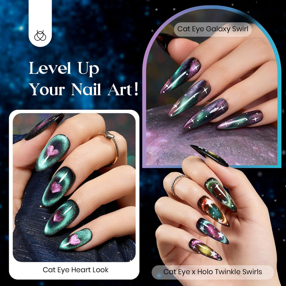 Beetles Cat Eye Nail Polish Gold Glitter for luxe high shine nails.