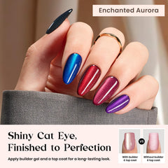 Beetles Enchanted Aurora magnetic glow nails show shifting shimmer