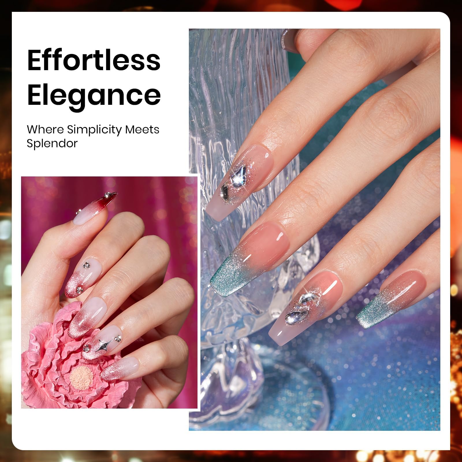 Beetles Cat Eye rhinestone accessory adds subtle sparkle to nails
