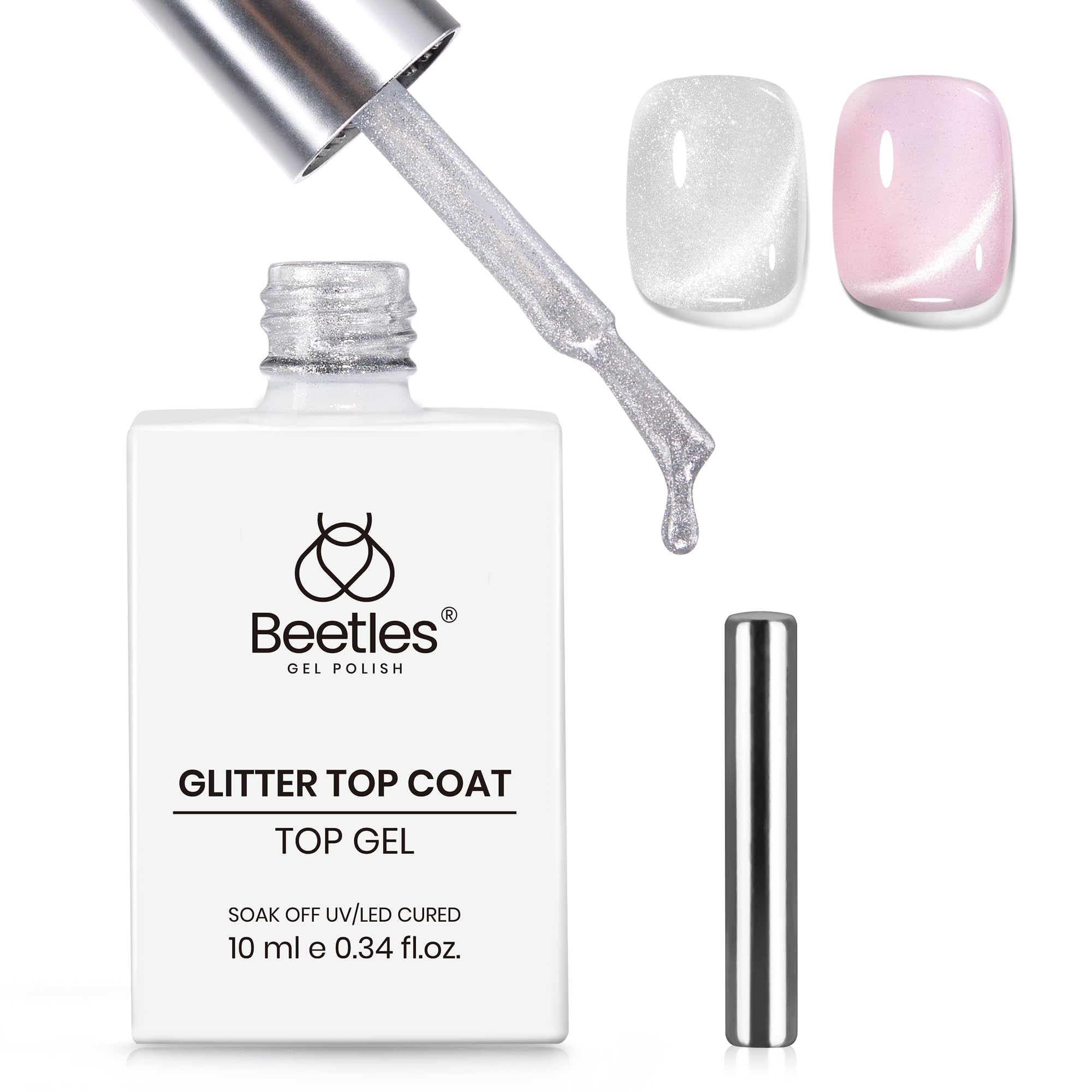 Beetles Cat Eye Top Coat close-up showing magnet creating bold cat eye lines.