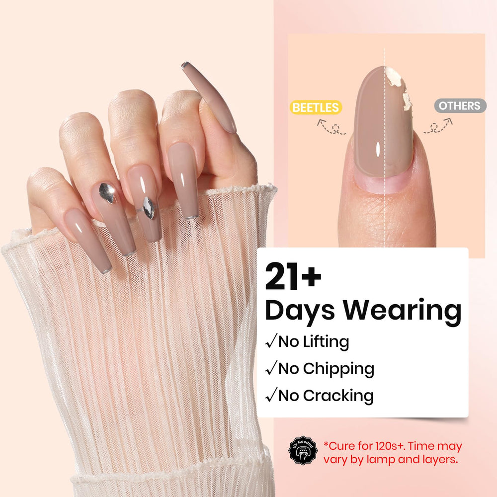 Beetles Chestnut Breeze gel for extensions and sculpting demonstrates precise C-curve shaping