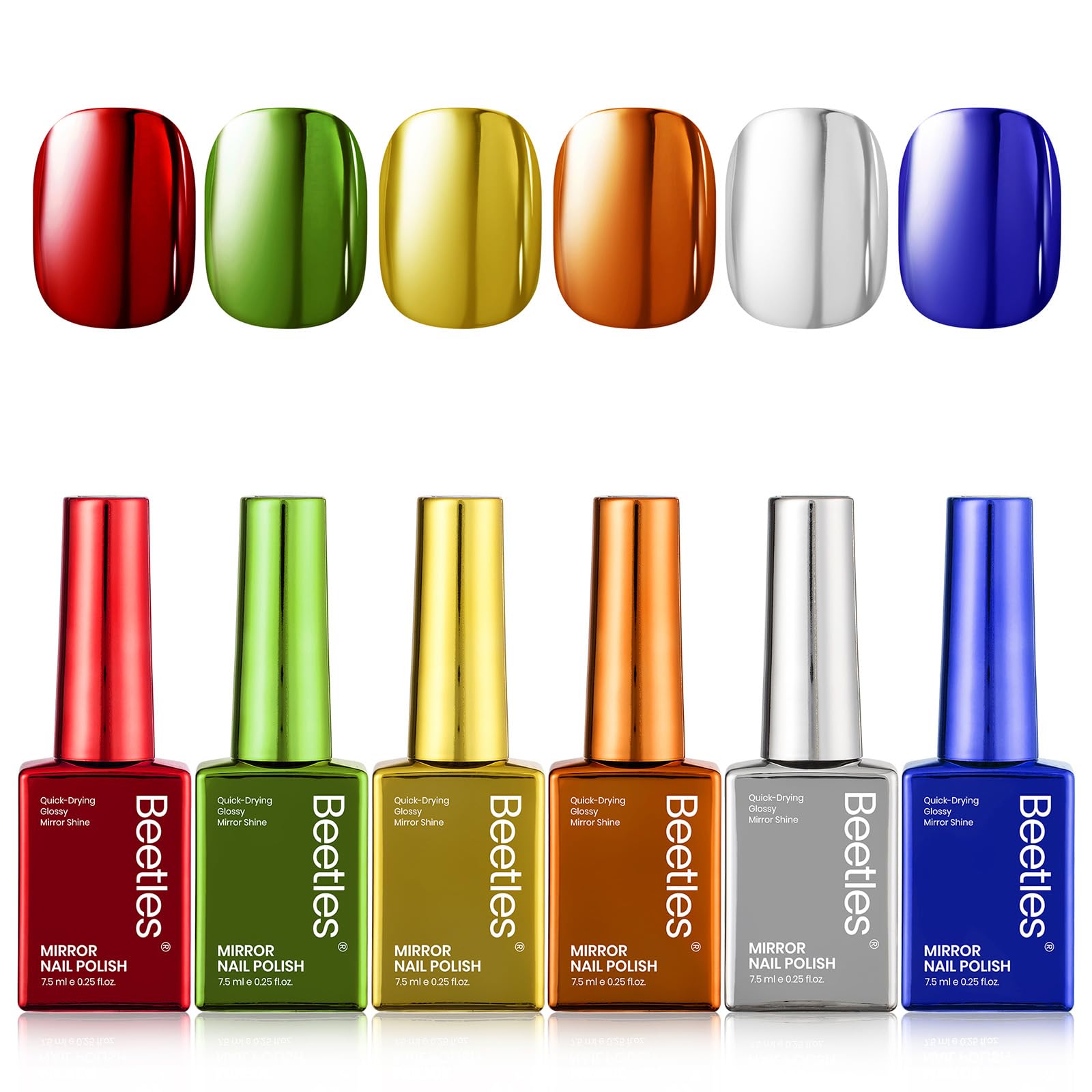 Beetles Chrome Mirror Silver swatch—ultra-glossy shine for bold chrome nails.