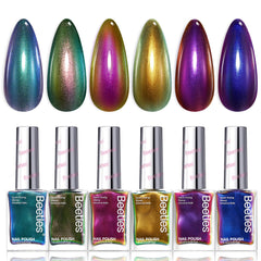 Beetles Chrome Nail Polish Set Ember bottle with six holographic shades for autumn nails