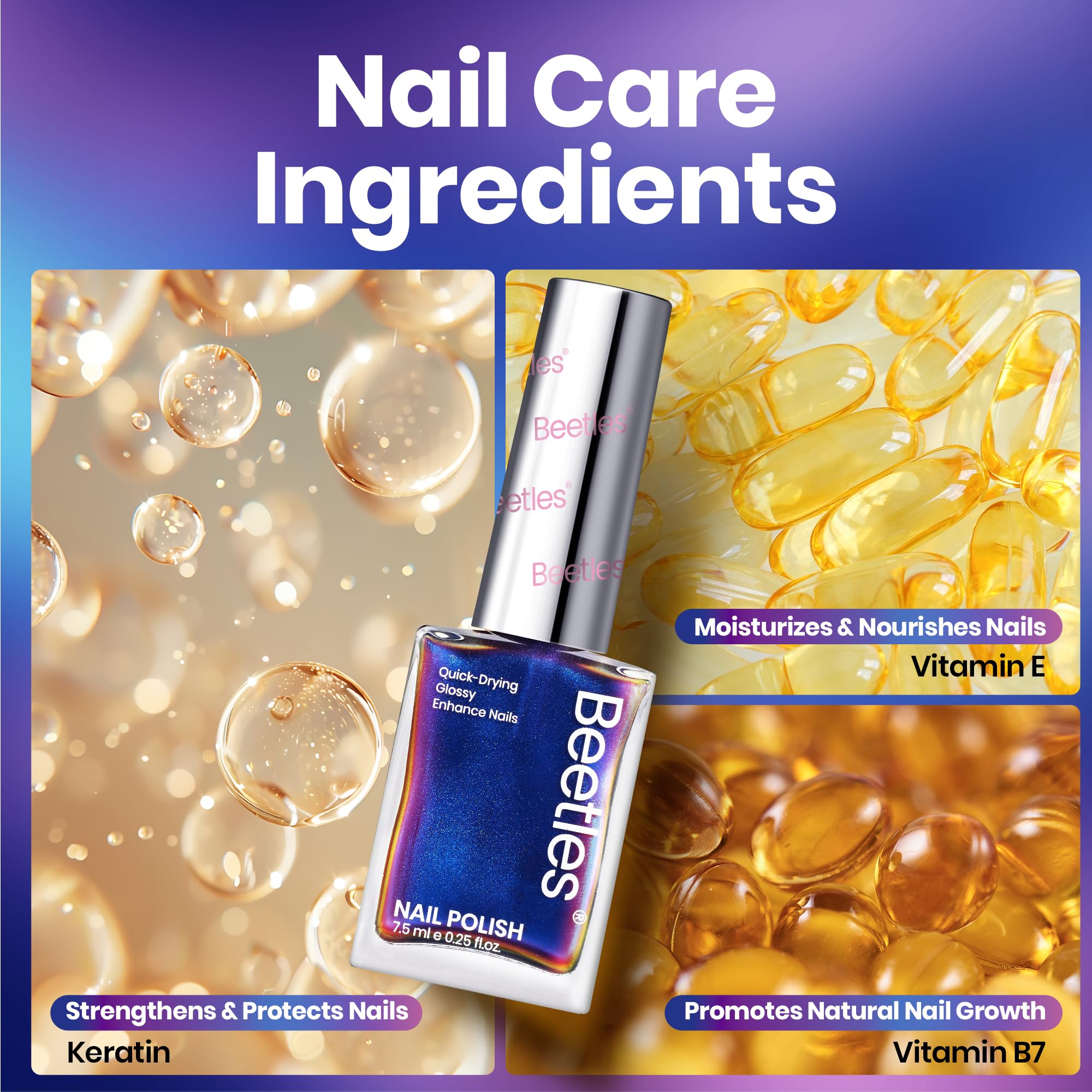 Beetles Chrome Nail Polish Set Ember nails on hand demonstrating chrome finish