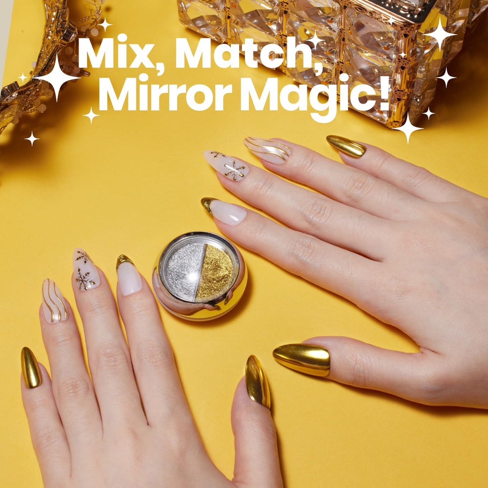 Beetles chrome nail powder applied on nails shows long lasting metallic shine.