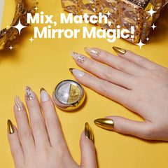 Beetles chrome nail powder applied on nails shows long lasting metallic shine.