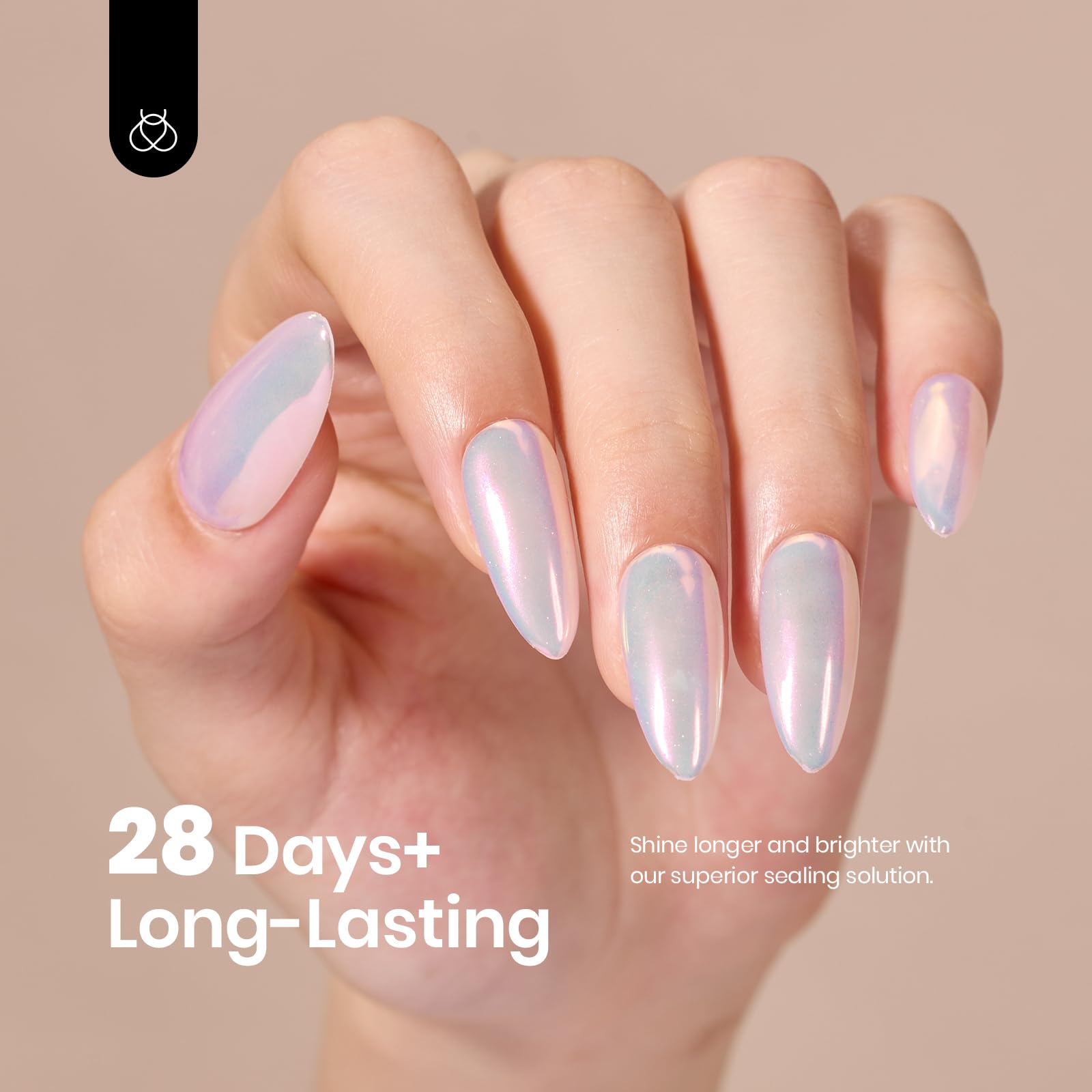 Beetles Chrome Nail Powder Aurora Pearl Gold provides warm metallic reflections.