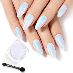 Beetles Chrome Nail Powder Aurora glow on gel nails