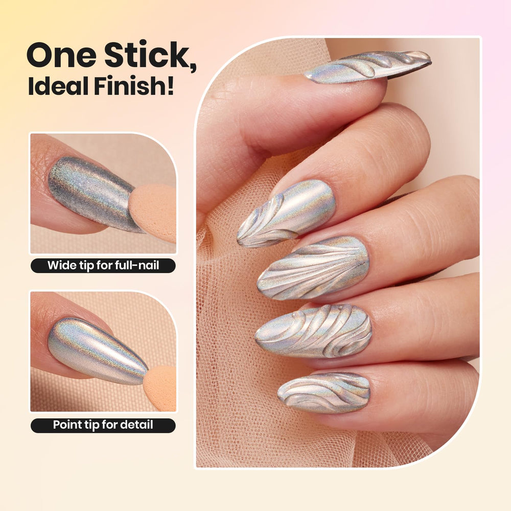 Beetles Chrome Nail Powder bubble-effect for textured, reflective nails.